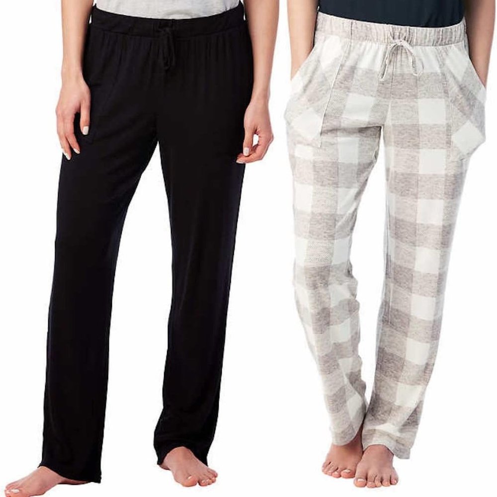 NWT Lucky Brand Womens 2 Piece Sleep Pajajma Pants Plaid/Black Size S $80 2D241